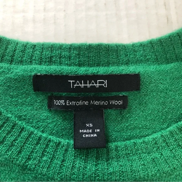 Tahari | Green Womens Wool Top With Zipper Accents | Size XS - Picture 7 of 9
